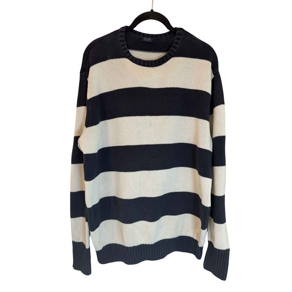 John Galt Brandy Melville Navy White Striped Cotton Oversized Sweater Preppy